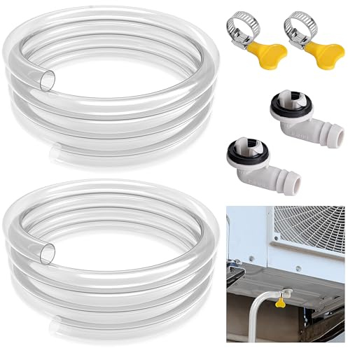 2 Pack Air Conditioner Drain Hose- 6 Ft Portable Leakproof AC Drain Hose Kit- Universal AC Drain Pipe Replacement with Hose Connector and Clamp for Window AC Mini Split Unit Parts
