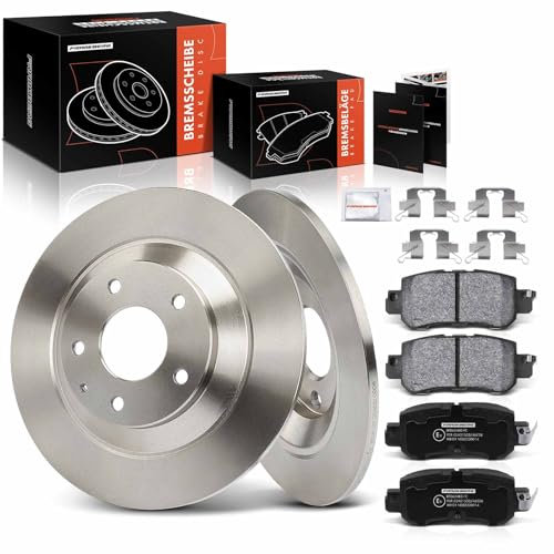 Frankberg 2x Bremsscheiben + 4x Bremsbeläge Hinterachse mit Bremsenschmiermittel Kompatibel mit CX-5 KE 2.2L 2012-2014 CX-5 KE GH 2.0L 2011-2014 Replace# K0Y12648ZA K01126251C