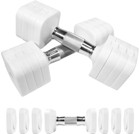 10KG Hanteln Verstellbar, 4-in-1 Kurzhanteln 2er Set (2/3/4/5 kg pro Hantel) für Frauen Männer, Gewichte Hanteln Adjustable Dumbbell Set für Gym Home Fitness Krafttraining - Weiß