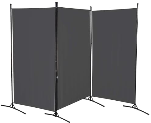 Aopunly Paravent Faltbar 260X180CM Wetterfest Raumteiler 3-teilig Balkon Sichtschutz Stellwand für innen Outdoor Garten Balkon Terrasse, Raumtrenner|Anthrazit