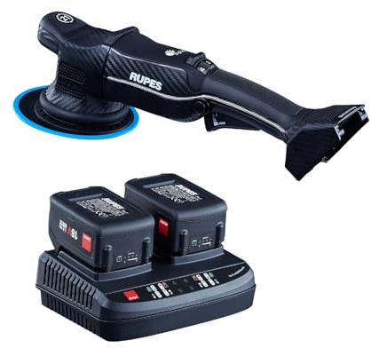 RUPES HLR21 BigFoot iBrid Random Orbital Cordless Polisher Tool with Dual Battery Charger & 2 Rechargeable Batteries