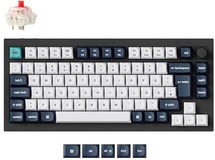 Keychron Q1 Max QMK/VIA Custom Mechanische Tastatur, 82-Key DE-ISO Layout Full Metal Programmable Knob,2.4 GHz/Bluetooth/Wired RGB Hot-Swappable Gateron Roter Switch für Mac Windows Linux