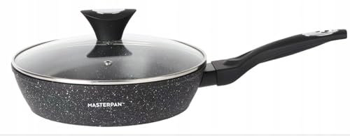 MASTERPAN Antihaft-Bratpfanne 18cm, marmorierte beschichtete Bratpfanne, induktionsgeeignet, tiefe Bratpfanne, Wok, Schnellbratpfanne MIT DECKEL MP -2311