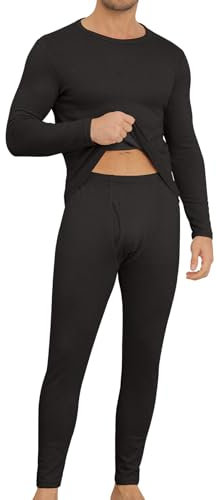 KUYIGO Mens Thermal Underwear Set Fleece Lined Long Sleeve Tops and Long Johns Bottom Outdoor Thermal Base Layer Set for Skiing, Running, Hiking, Outdoor Cold Weather Gear L Dark Grey