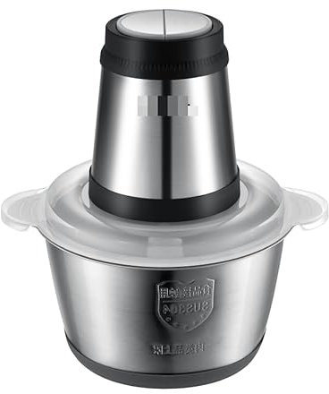 NWOUIIAY Tritatutto da Cucina Elettrico 600W, Frullatore Tritatutto Multifunzionale 2L e 2 Velocità, Tritatutto Elettrico con 4 Lame Ciotola in Acciaio, Robot da Cucina per Carne Verdura e Frutta