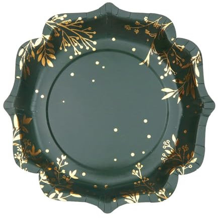 Santex - 10 Assiettes Carton Feuilles d'hiver 21CM Vert