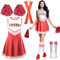 Cheerleader Kostüm Damen,Cheerleadering Outfit Mädchen,Kostüm Cheerleader,Kostüme für Erwachsene,Cheer Outfit Fasching Party Kostüm Kleid mit Pompoms Socken Inflatable Stick,Karneval,Mottoparty