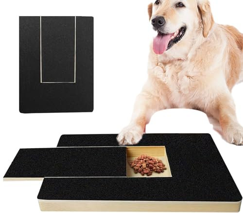 Dog Nail Scratch Board File with Built-in Snack Box,Wooden Sandpaper Puppy Nail Grinding Pad Scratcher Alternative to Dog Nail Clippers & Grinders