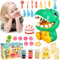 Yimomoyi Knete Zubehör Zahnarzt Spielzeug, 40 Stück Knetwerkzeug Knete Dough Set für Kinder, Dentist Rollenspiel Knetset mit 12 Dosen Knetmasse, Kinderknete ab 3 Jahre, Geschenke für Jungen Mädchen