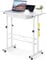 GTPLAYER Standing Desk Height Adjustable 80×50cm, Mobile Small Portable Computer Office Desks with Wheels, Tablet Slot and Smart Storage, Manual Sit Stand Table for Home Office White