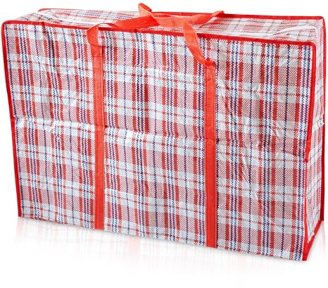 S&D Laundry Bags XXL Jumbo Laundry Bags, Heavy Duty Storage Bags Reusable Strong Zip Nylon Large Boxes for Moving House Clothing Toys & Wardrobe Storage (1 Bag Red)