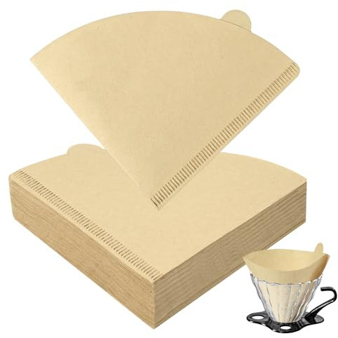 HOTUT 100 Pcs Coffee Filter Papers, Disposable Unbleached Cone Filter Papers Size 02, for Coffee Dripper & Pour Over Coffee Maker, 1-4 Cups, Natural Color