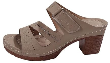 Pantoletten Damen High Heels Spangenpantolette Stylisch Peep Toe Mules mit Blockabsatz Bequem Elegant Sandalen Sommer Schuhe Pantoletten-Sandalen mit Offenem Zehenbereich und Absatz