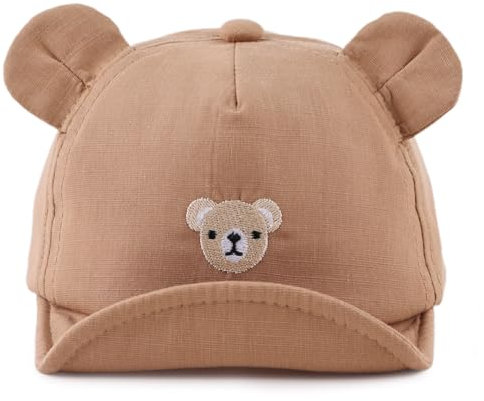MniJiza Orso Cappellino per Neonati Bambino Ragazza Ragazzo Cappello da Sole Primavera Estate (3-18 Mois, Orso Marrone)