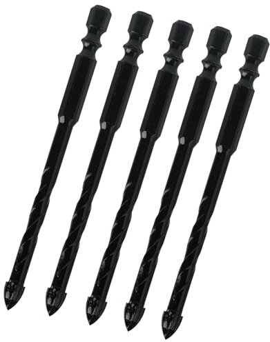 5 Piezas 8mm Taladro de Acero de Tungsteno, Brocas de para Azulejos y Vidrio, Brocas Profesionales de para Cerámica, Mampostería, Plástico, Madera, y Metales Blandos (8mm)