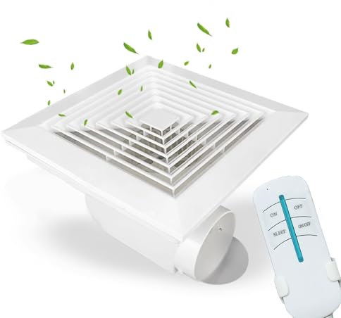 Vcyex Extracteur D Air,Silencieux Ventilation Salle De Bain,avec Télécommande Et Clapet Anti-Retour,De Salle De Bain Muraux pour Douche Salle De Bain Bureau Maison White,10INCHES
