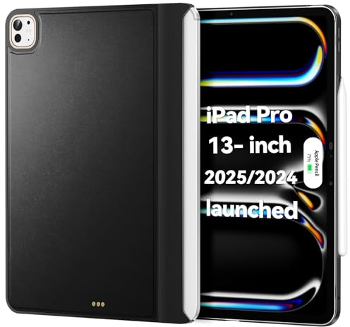 Magic Keyboard Compatible Case for iPad Pro 13 inch M4/M5 2024/2025 Slim | Cover with Smart Connector for Perfect Closure with Magic Keyboard & Smart Keyboard Folio, Keyboard Not Included, Black