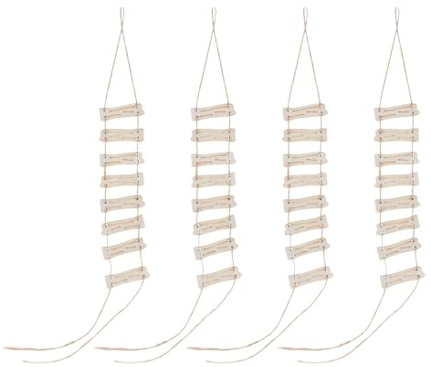 Toddmomy 4pcs Wooden Miniature Ladder Kit: Dollhouse Decoration And Accessories - Fairy Tale Garden Rope Ladder - Self-Assembly Microlandscape Ornaments