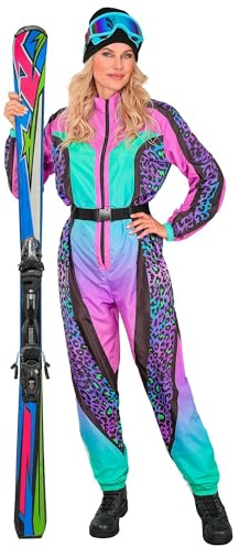 W WIDMANN MILANO Party Fashion - Skianzug Kostüm Damen | mit Overall und Gürtel im Retro-Design für Karneval, Après-Ski-Partys