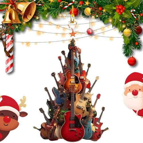 Weihnachtsbaumschmuck Rock Around The Guitar, Vintage-Weihnachtsbaumschmuck: Akustikgitarre, als Christbaumkugel für Musikliebhaber, Weihnachtsdekoration, Weihnachtsdekoration, Weihnachtsgeschenk
