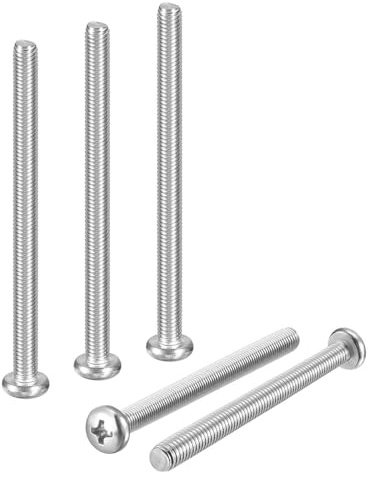 DTGN M5-0.8x90 Pan Head Machine Screws - 10pcs - Good for Machinery - 304 Stainless Steel Phillips Machine Screws Bolts - Silver