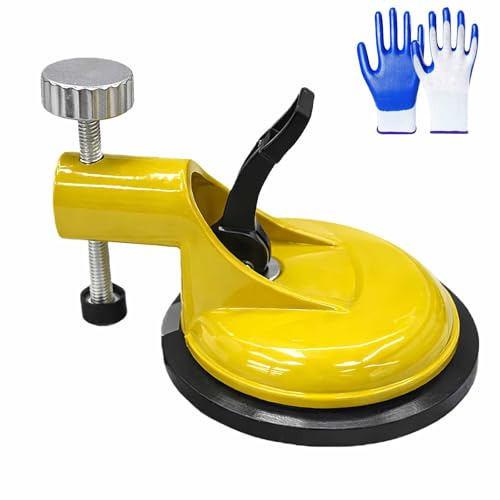 Heavy-Duty Suction Cup Tile Leveler, Suction Cup Flooring Tool for Gap Tightening, Adjustable Vacuum Suction Cups For Seam-Joining Leveling,118Mm SuctionCup, Stainless Steel Plate and Knob (Yellow)