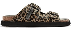 D. Franklin Damensandalen mit Schnallenverschluss im Leopard-Design - Bequeme flache Sportsandalen für den Sommer - Größe (39) - Modell Buckle
