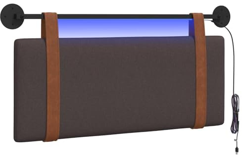 vidaXL Hängendes Kopfteil Mit LED Licht Dunkelbraun Antikes PU, Moderner rechteckiger Kopfteil, wandmontierbar, Schlichte gepolsterte Schlafzimmer-Deko, ergonomisch und praktisch