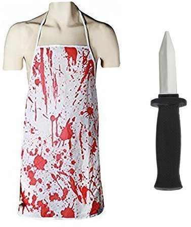 Robelli Sang Taché Halloween Zombie Chef Boucher Tablier & Escamotable Jouet Couteau