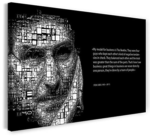 Printed Paintings Leinwand (120x80cm): Steve Jobs Spruch motivierend, Team-Work Zusammenarbeit Er