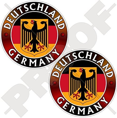 DEUTSCHLAND DEUTSCHLAND Flagge-Wappen Deutscher Adler, Deutsch 75mm Auto & Motorrad Aufkleber, x2 Vinyl Stickers