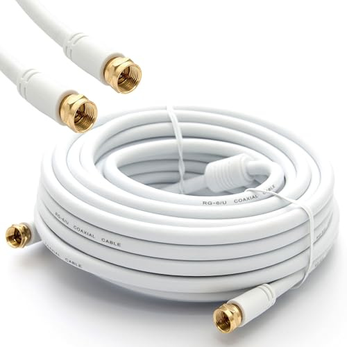Premium X 10m Basic-Line TV Koaxialkabel mit Vollmetallstecker - doppelt geschirmt >110dB Digitales SAT Anschlusskabel - Antennenkabel Weiß |HDTV UHD 4K 8K|