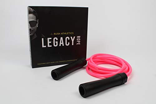 RUSH ATHLETICS Legacy Springseil mit Gewichten – bestes Boxen, MMA, Cardio, Fitness, Training, Kraftgeschwindigkeit, Beweglichkeit, verstellbar, 3,4 m schweres Springseil (rosa)