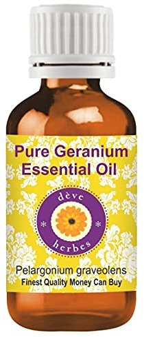 Deve Herbes puro Olio essenziale di geranio (Pelargonium graveolens) distillato a vapore 10ml (0.33 oz)