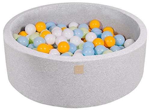 MEOWBABY Piscine À Balles 90X30cm/200 Balles ∅ 7Cm pour Bébé Enfant Bambin Jouets pour Les Tout-Petits Fabriqué de Jouet Rond Mousse Fabriqué en UE Gris Clair: Blanc/Jaune/Vert Clair/Bleu Bébé