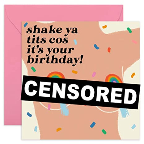 Central 23 - Lustige Geburtstagskarte für Freunde – Shake Your Tits – Unhöfliche Geburtstagskarte für Frauen, Ehefrau, Schwester, mit lustigen Aufklebern