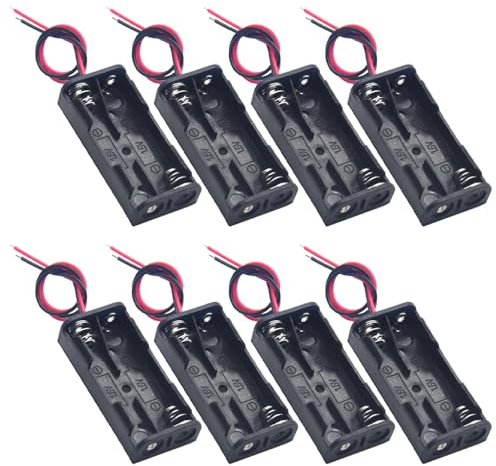 Yosawo 2x1.5V(3V) AAA Battery Holder Case,8 Pieces 2 Soltx1.5V DIY Battery Storage Box with Red and Black Wire Leads (2S AAA)