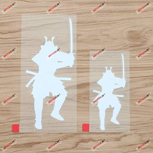 2er-Pack Weiß (10,2 cm, 15,2 cm) Samurai-Krieger Japanischer Bushido Aufkleber, Vinyl, konturgeschnitten, ohne Hintergrund, für Auto, Boot, Laptop