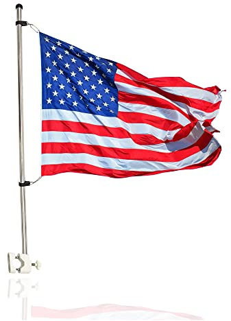 MARINE CITY Flaggenstab aus Edelstahl, 53,3 cm, weißer Kunststoff-Fahnenmast, 30,5 x 45,7 cm, US-Flagge für Boot, Yacht (1 Set)
