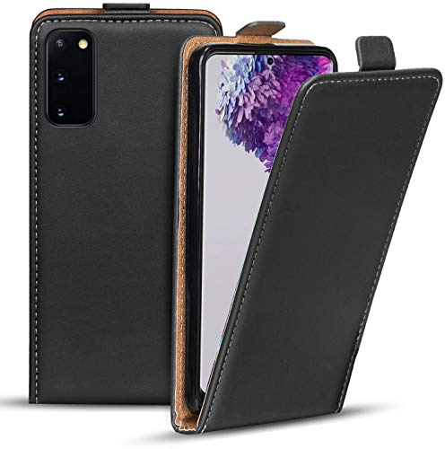 Verco Flip Cover für Samsung Galaxy S20 Case, Flipstyle Schutzhülle für Samsung S20 Hülle Kunstleder Tasche vertikal klappbare Handyhülle, Schwarz