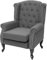 Mendler Sessel Chesterfield, Relaxsessel Clubsessel Ohrensessel, wasserabweisend Stoff/Textil - dunkelgrau ohne Ottomane