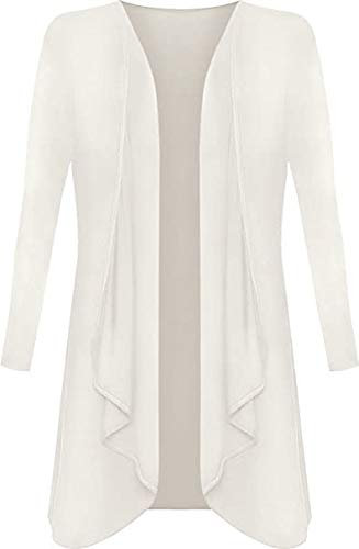 Womens Ladies Plus Size Long Sleeve Waterfall Cardigan Top Duster Coat Jacket, XXXL 24-26 Plus Size, Cream