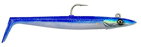 Savage Gear Sandeel V2 - Super realistische Sandaal-Imitation mit lebhafter Kicking Action, Darting Jig Head, ideal für Raubfische im Salzwasser, Hecht, Barsch & Zander Blue Pearl Silver 17,5 cm