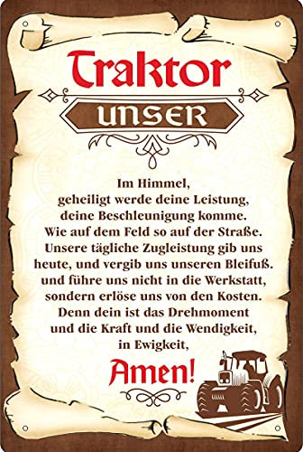 Geschenkeparadies 24 Deko Blechschild 20x30cm Traktor unser
