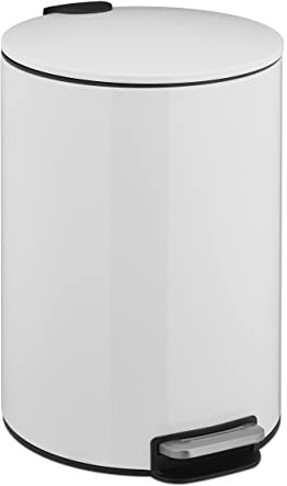 Relaxdays Treteimer, 12 Liter, Absenkautomatik, entnehmbarer Inneneimer, Metall, moderner Küchen Mülleimer, weiß