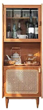 TOMYEUS Barschrank Schmaler Weinschrank Kleiner Größe Rattan Integrierter Weinbarschrank Holz Doppeltür Wall Locker Home Weinprayerschrank Weinschrank (Color : A)