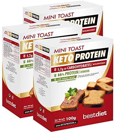 Bestdiet Keto Protein - Mini-Toast - Hoher Proteingehalt - (Packung 3x100g)