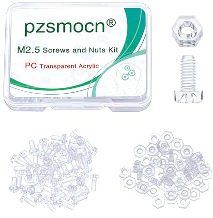 pzsmocn 100 Pezzi/50 Set M2.5 * 6 mm Viti a Testa Tonda con Croce in M2 | Compatibile Arduino Raspberry Pi Sensore Shield Modulo Scheda Elettronico 50 Kit Plastica Trasparente PC Dadi Esagonali