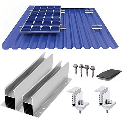 Warmfay Solarmodul Halterung Befestigungssystem, PV Modul Halterung mit 230MM Aluprofil und Einstellbar Klemme für 1X Solarmodul 30-35mm Dicke, Solarpanel Halterung für Blechdach Flachdach Trapezblech