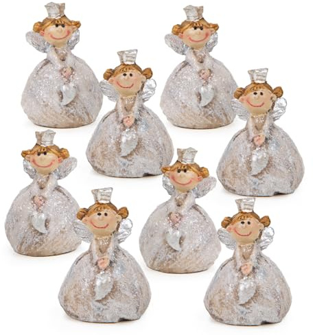 Logbuch-Verlag 8 mini Schutzengel Figuren Engel 3,5 cm Silber kleines Geschenk Glücksbringer Weihnachten